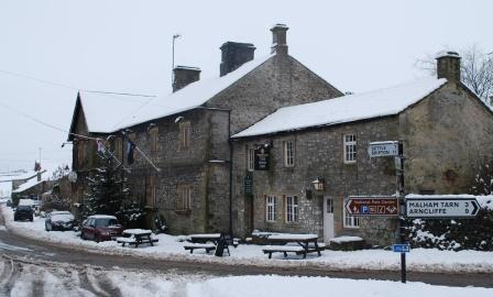 The Buck Inn, Malham in the Yorkshire Dales Snow