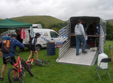 Malham Show, Yorkshire Dales, Trailquest Mountain Bike Race Headquarters and Entries - Yes its a Sheep Trailer!